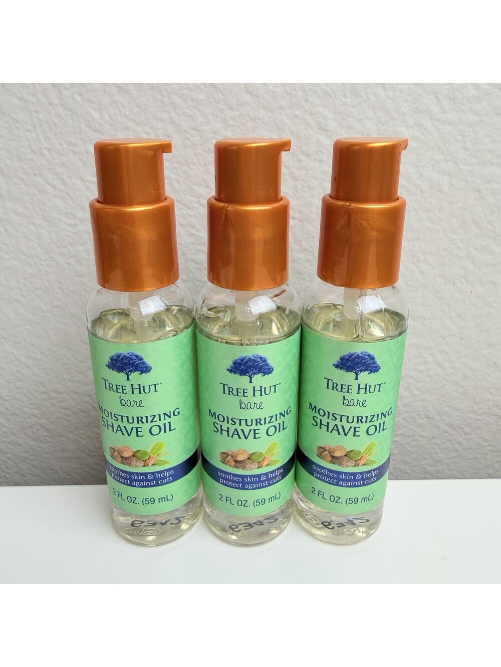 Lot of 3 Tree Hut Bare Moisturizing Shave Oil 2 oz Each Pre Shave Body Oil 6 oz